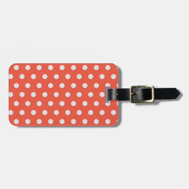 Roter und weißer Polka-Dot Gepäckanhänger (Vorderseite horizontal)