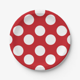 Roter und weißer Polka-Punkt-Papier-Teller Pappteller