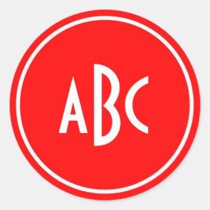 Roter und weißer Ring Kreis Monogramm Runder Aufkleber
