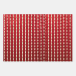 Roter und Weißer Samt-Look Geschenkpapier Set