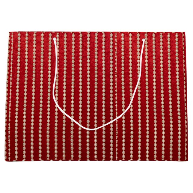 Roter und Weißer Samt-Look Große Geschenktüte (Vorderseite)