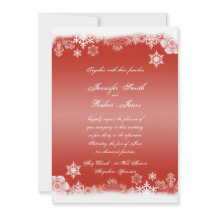 Roter und weißer Schneeflocken Einladung zum Hochz