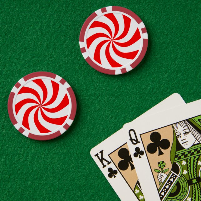 Roter und weißer Spiraldruck Pokerchips (Pokertisch (doppelt))