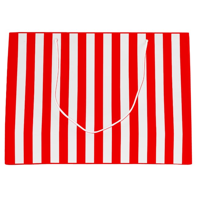 Roter und weißer Streifen Große Geschenktüte (Vorderseite)