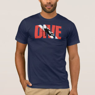 Roter und weißer Streifen-Tauchen-T - Shirt