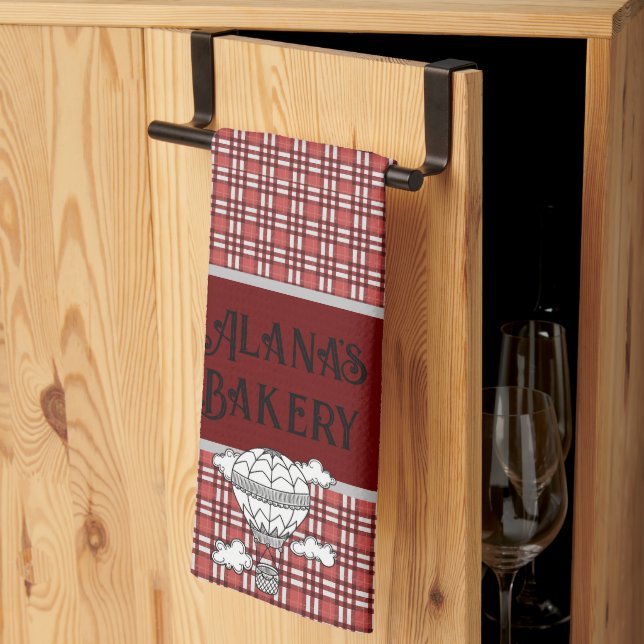 Roter und weißer Tartan Geschirrtuch (Drittel gefaltet)