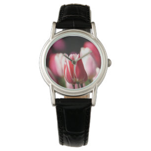 Roter und weißer Tulip Armbanduhr
