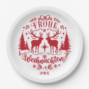 Roter und Weißer Weihnachten Pappteller
