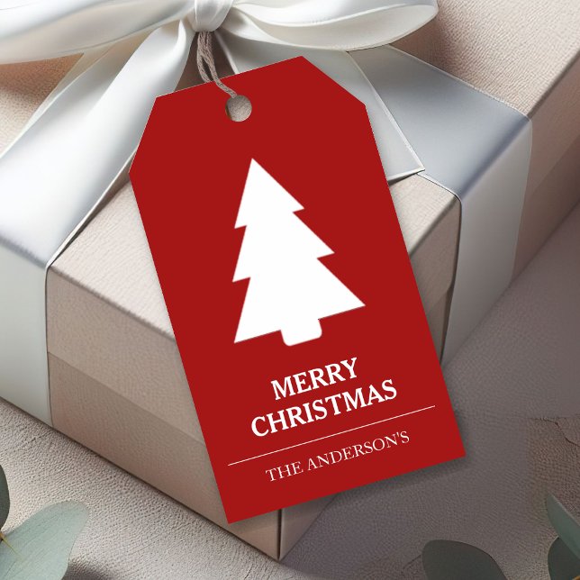 Roter und weißer Weihnachtsbaum Geschenkanhänger (Von Creator hochgeladen)