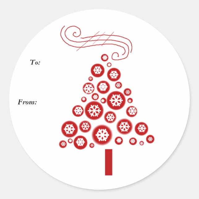 Roter und weißer Weihnachtsbaum Runder Aufkleber (Vorderseite)