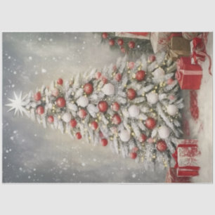 Roter und weißer Weihnachtsbaum Seidenpapier