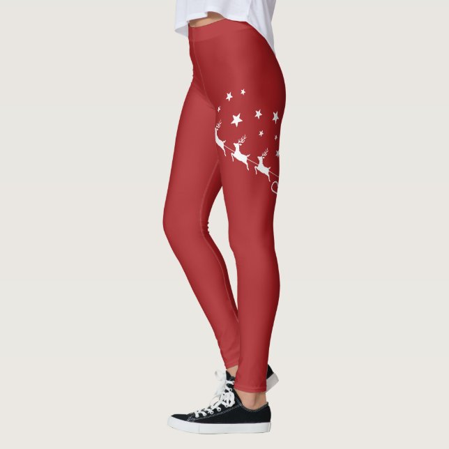 Roter und weißer Weihnachtslieder und frohe Weihna Leggings (Links)