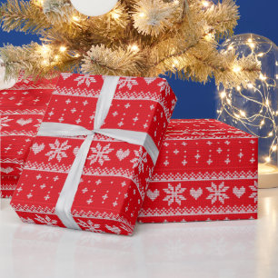 Roter und Weißer Weihnachtspullover Vintage Weihna Geschenkpapier