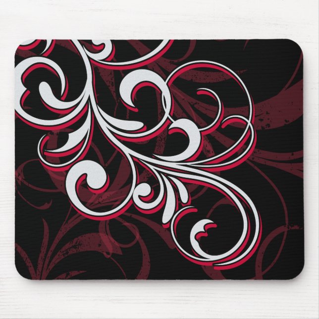 Roter und weißer Wirbel Mousepad (Vorne)