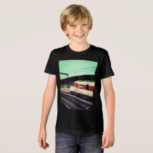 Roter und weißer Zug Tri-Blend Shirt