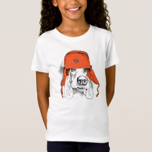 Roter Ushanka Hut Basset Hounds   T-Shirt