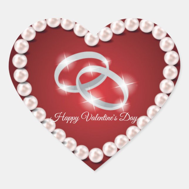 Roter Valentinstag am Perlenherz Herz-Aufkleber (Vorderseite)