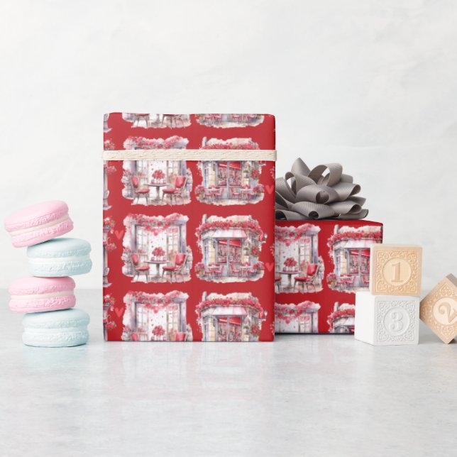 Roter Valentinstag Kaffe Romantische Geschenkpapier (Babyparty)