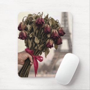 Roter verwelkter Rosenstrauß in Paris  Mousepad