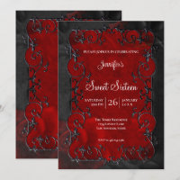 Roter verzierter Rahmen Gothic Sweet 16