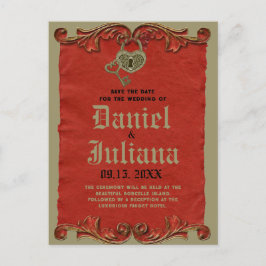 Roter Vintag-Gotischer Skelettschlüssel Save the D Postkarte