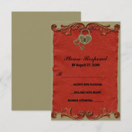 Roter Vintag-Gotischer Skelettschlüssel Save the D RSVP Karte