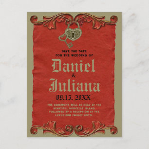 Roter Vintage-Gotischer-Skelett-Schlüssel Save-the Postkarte
