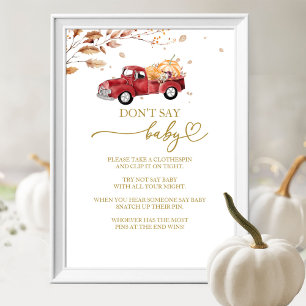Roter Vintage-LKW-Kürbis-Herbst-Don't Say Baby-Spi Poster