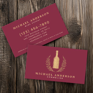 Roter Vintage Minimalist Wein Sommelier Barkeeper Visitenkarte