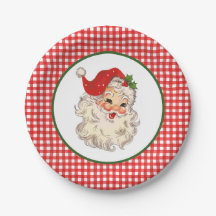 Roter Vintage-Retro-Weihnachtsmann mit rotem Karo