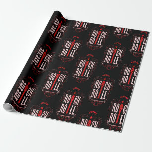 Roter Vintage Rock And Roll Geschenkpapier