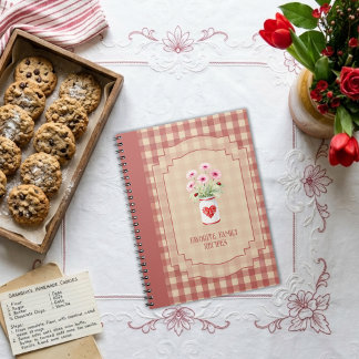 Roter Vintage-Rustikal-Cottagecore-Familienrezepte Notizblock