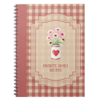 Roter Vintage-Rustikal-Cottagecore-Familienrezepte Notizblock