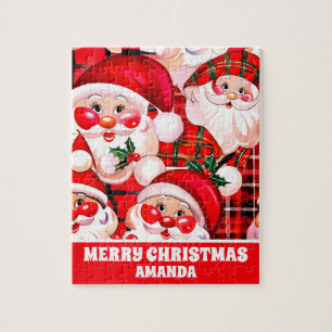Roter Vintage-Weihnachtsmann Weihnachten Kinder Puzzle