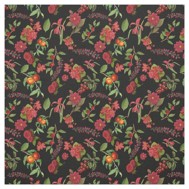 Roter Vintager Blumenmund Stoff (Muster)