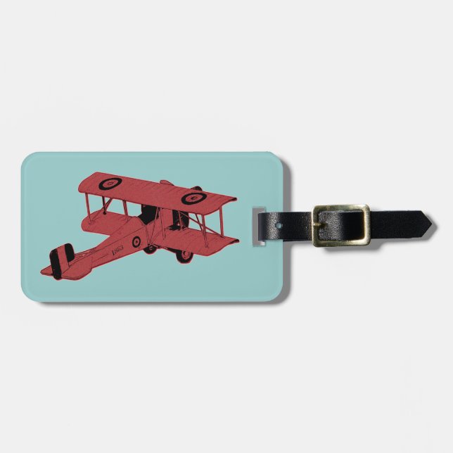 roter Vintager Doppeldecker Gepäckanhänger (Vorderseite horizontal)