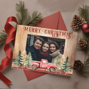 Roter Vintager LKW Rustikales Land Feiertagskarte