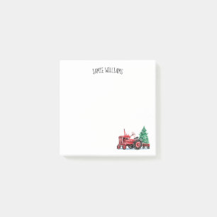 Roter Vintager Traktor-Weihnachtsbaum addieren Post-it Klebezettel
