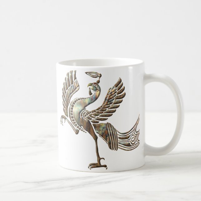 Roter Vogel erhitztes Kupfer Kaffeetasse (Rechts)