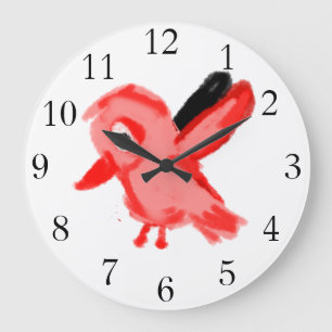 Roter Vogel Große Wanduhr