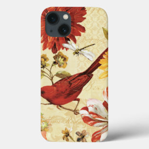 Roter Vogel im Blumengarten Case-Mate iPhone Hülle