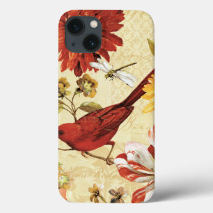 Roter Vogel im Blumengarten Case-Mate iPhone Hülle