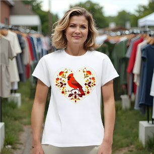 Roter Vogel (Kardinal) Liebhaber - Boho Folk Art T-Shirt