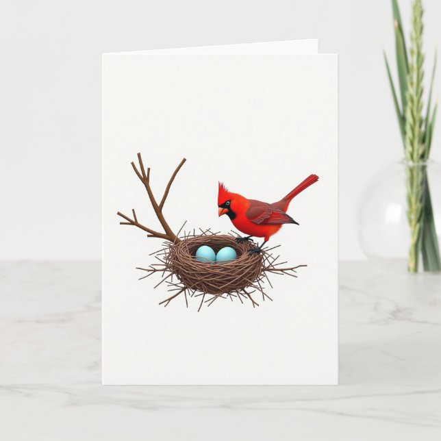 Roter Vogel Nest Muttertagskarte Karte (Vorderseite)