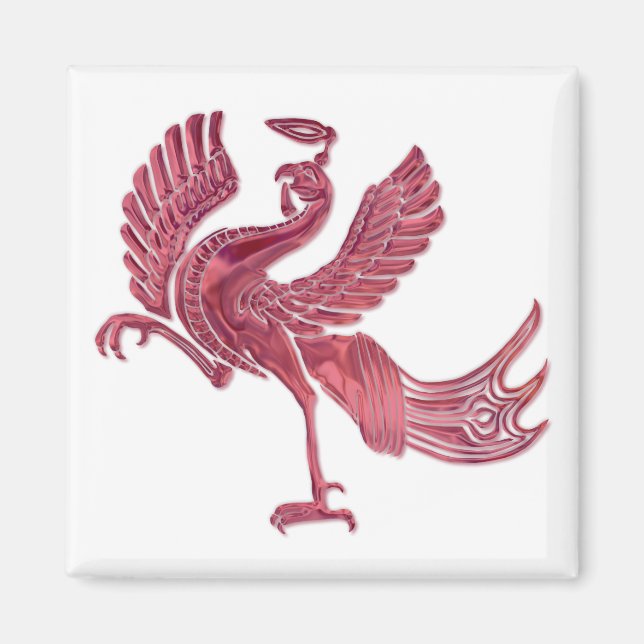 Roter Vogel rotes Glas Magnet (Vorne)