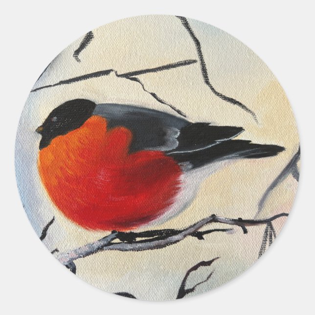 Roter Vogel Runder Aufkleber (Vorderseite)