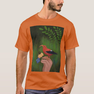 Roter Vogel und Blume auf Nymph Hand Iiwi Hawaiian T-Shirt