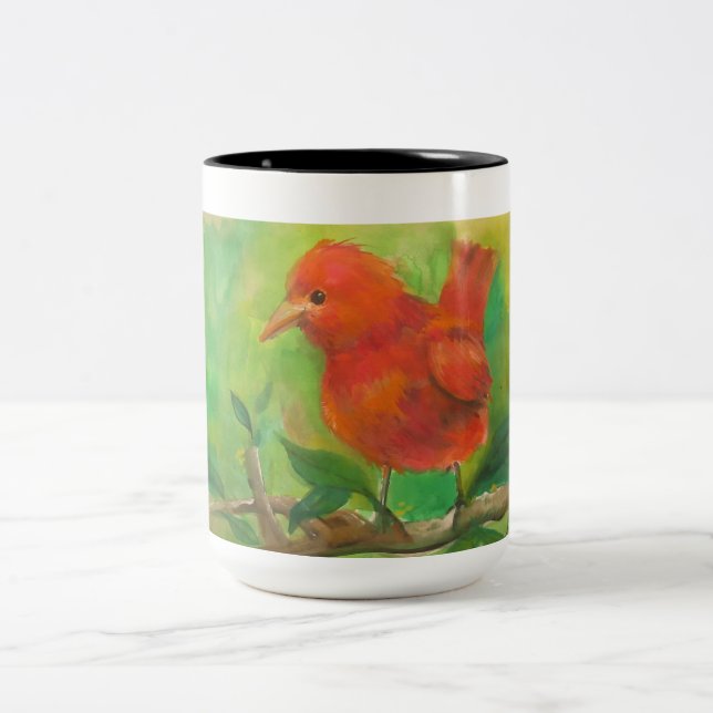 Roter Vogel Zweifarbige Tasse (Mittel)