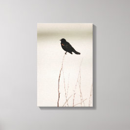 Roter Vogelgezwitscher auf dem Zweig Leinwanddruck