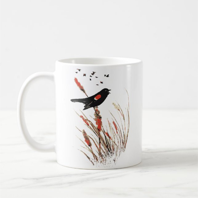 Roter Vogelgezwitscher Kaffeetasse (Links)